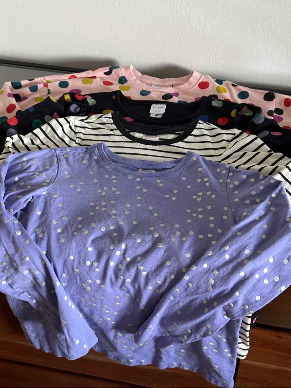 Hanna Andersson Girls' Long Sleeve Mix Pink, Black, White, Lavender Lot of 4 - Picture 9 of 10